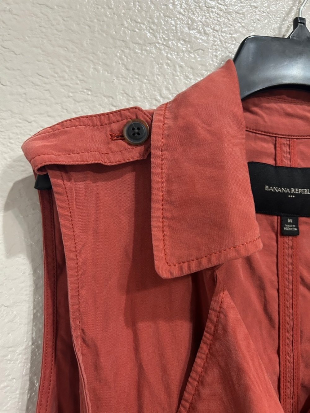 Banana Republic Red Safari Vest Sz M Summer Vacation Layered Casual Chic TC0132 - Picture 5 of 8